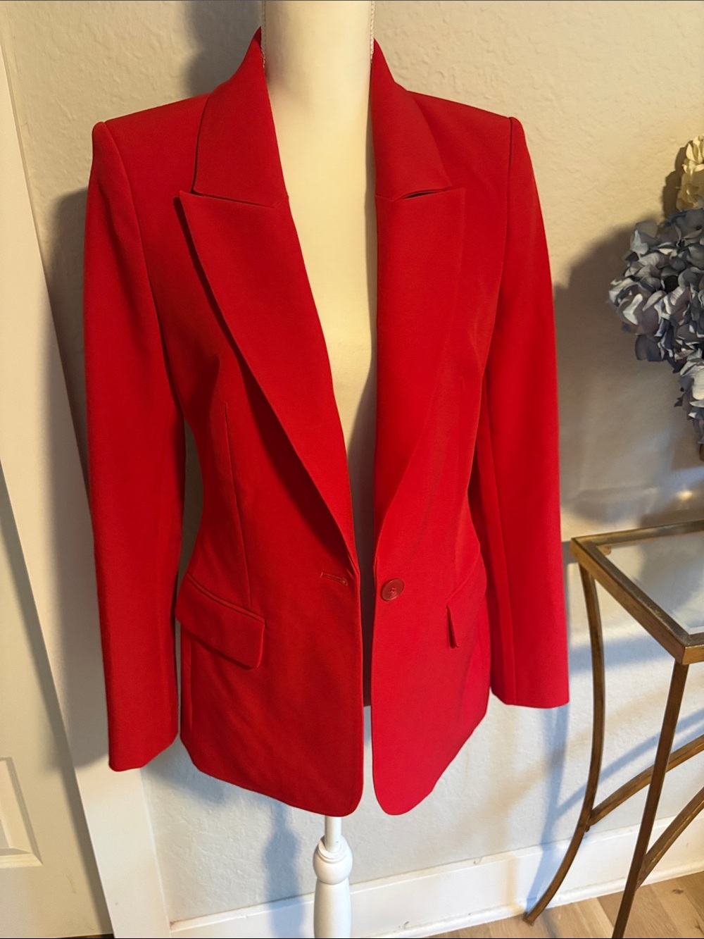 Express Red Single-Button Tailored Blazer